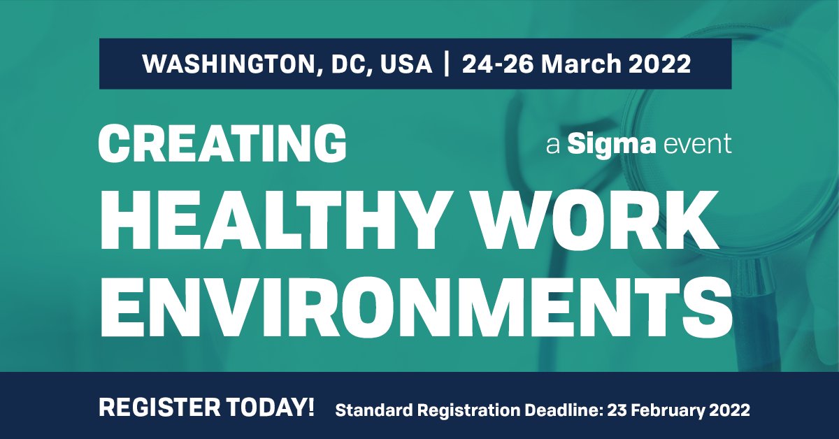 Today is the deadline! This is your last chance to register online to attend Creating Healthy Work Environments. Join us in sharing strategies for improving your organization's workplace! #SigmaCHWE22 

Register now » bit.ly/37hCVmm