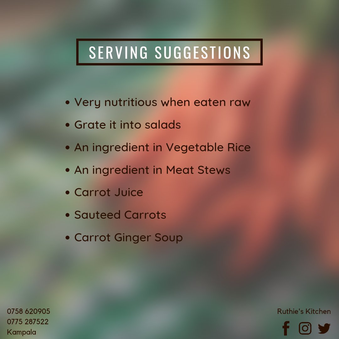 RuthiesKitchen_'s tweet photo. You eat healthier when you understand the health benefits and nutrients that are in your foods. #RuthiesKitchen is here to help you see all these at a glance in our #NutriBytes Segment.

#HealthyLiving #HealthyFoods #Carrots https://t.co/OtZ2rHmeSA