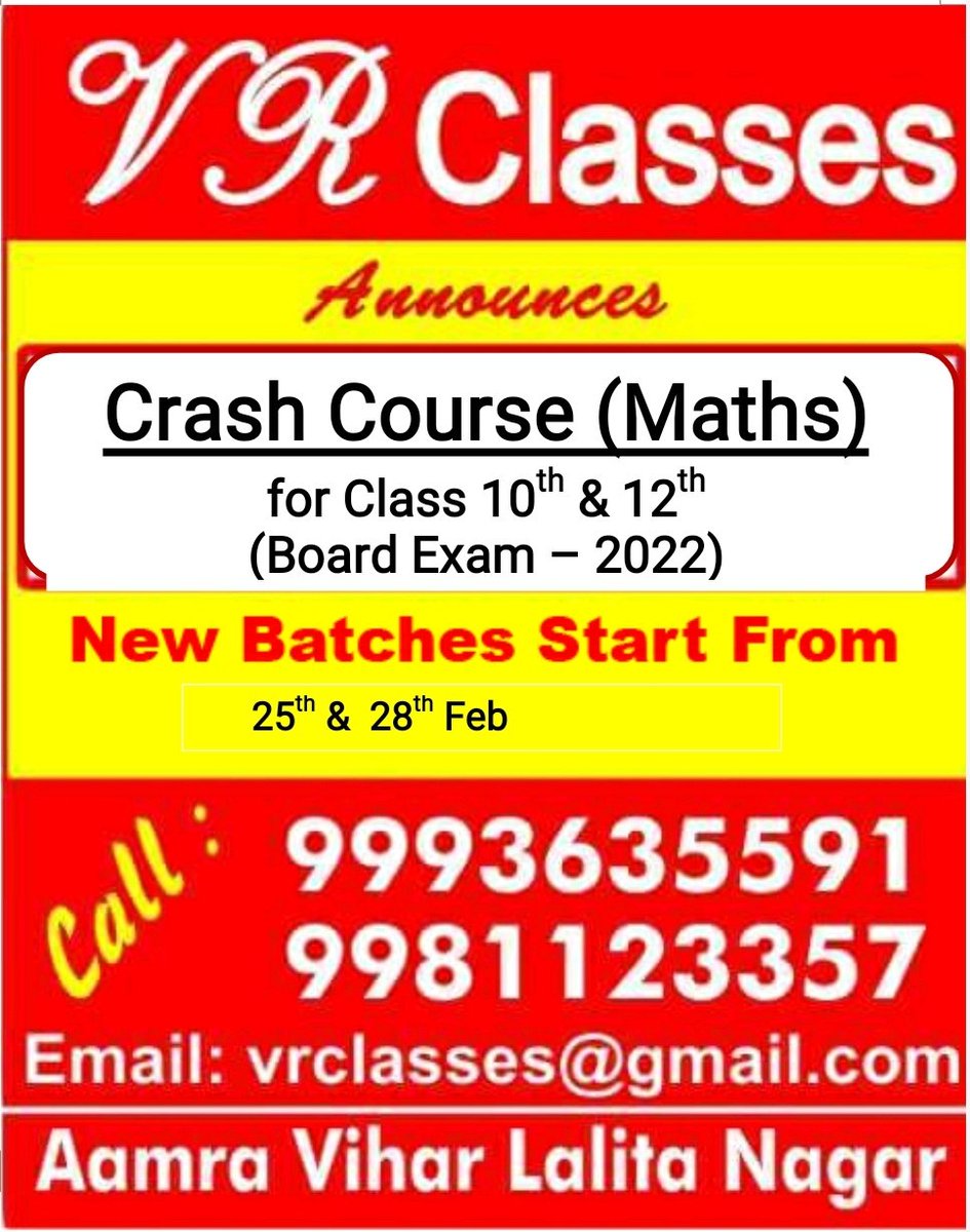 VR_Classes's tweet photo. #CrashCourse
#cbseterm2 
#BoardExams2022 
#Mathematics
#tutor
#coaching 
#class10th 
#class12th
#EasyMathsWithVR https://t.co/bqesxsNZOS