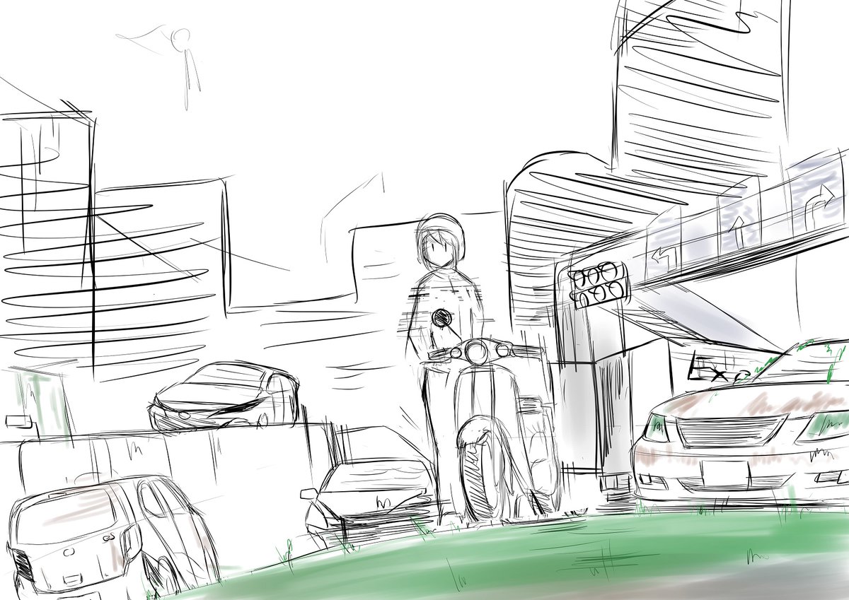 背景の描き込みと荒廃した世界を描こうとして見事に心折れた絵が出てきた 