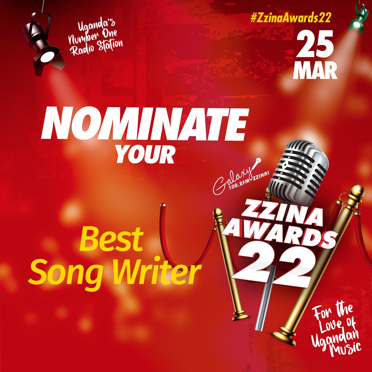 GalaxyFMUg's tweet photo. The #ZzinaAwards22 Listeners’ Choice!

Nominate your “Best Song Writer” of the year now by commenting.

#ForTheLoveOfUgandanMusic https://t.co/2yFLfTPgdr
