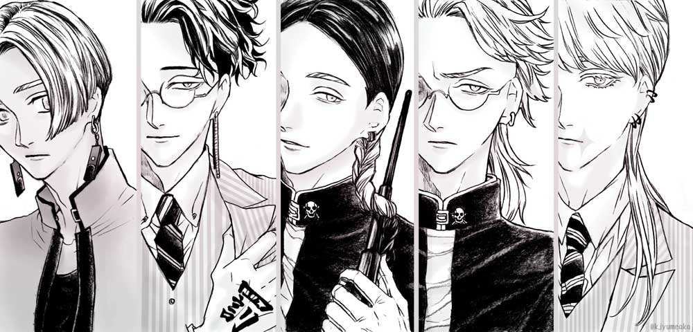 ずっと殺風景だったヘッダーを描きました✍️
いつも描いてる4人と描いた事なかったいiざiなさん
スーツの縦線色逆だけどフォトショ使いこなせないので許して欲しい…!
これヘッダーサイズに合わせたら余白余ったのであと二人くらい描けそう🤔