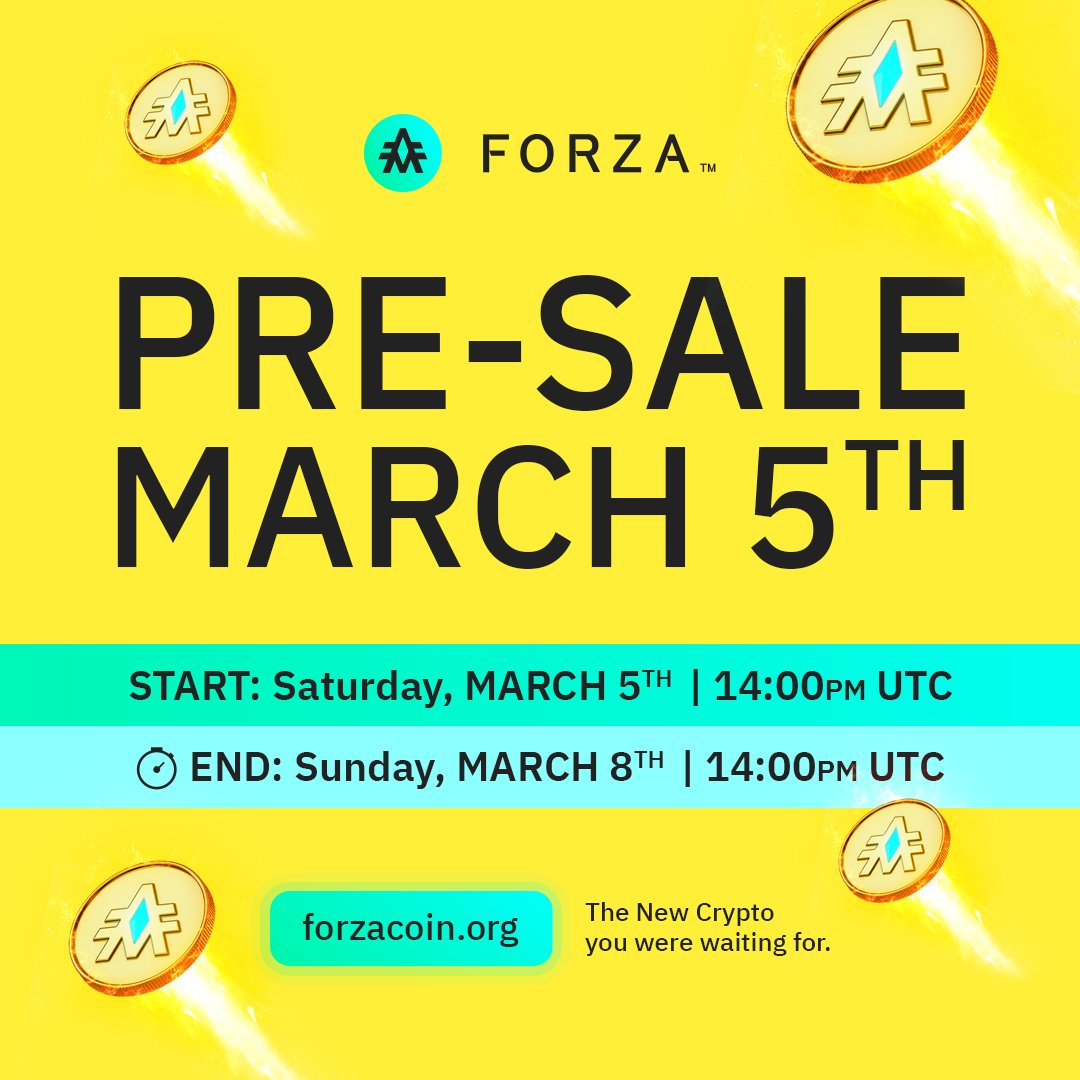 Join our telegram at go.forzacoin.org/telegram to GET 2 FREE NFTs!!! Signup on the whitelist go.forzacoin.org/whitelist

Vote for us on <a href="/CoinvoteCC/">Coinvote</a> for @FORZA_COIN 🔥

coinvote.cc/coin/FORZACoin

#BSC #BNB #DEFI #coinvote #FORZACOIN #FORZA #NFT #PRESALE #WHITELIST #FREENFT #GIVEAWAY
