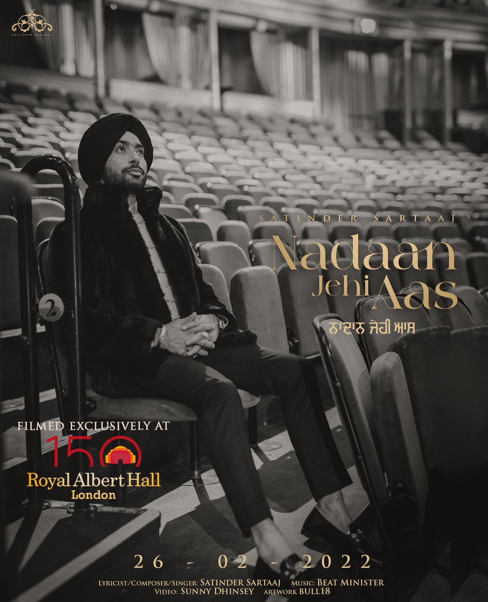 🖤#NadaanJehiAas Releasing on #26thFeb.Exclusively Filmed at <a href="/RoyalAlbertHall/">Royal Albert Hall</a> London,on the 150th Anniversary celebration year of this most prestigious concert venue in the world. Getting the honour also by performing here on 6thMarch #UK🇬🇧RejuvenationTour <a href="/SkyStarMedia/">Skystar Media</a> #Sartaaj