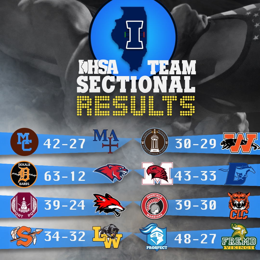 Some results from last nights IHSA Team Sectional duals! #roadtobloomington #teamstate