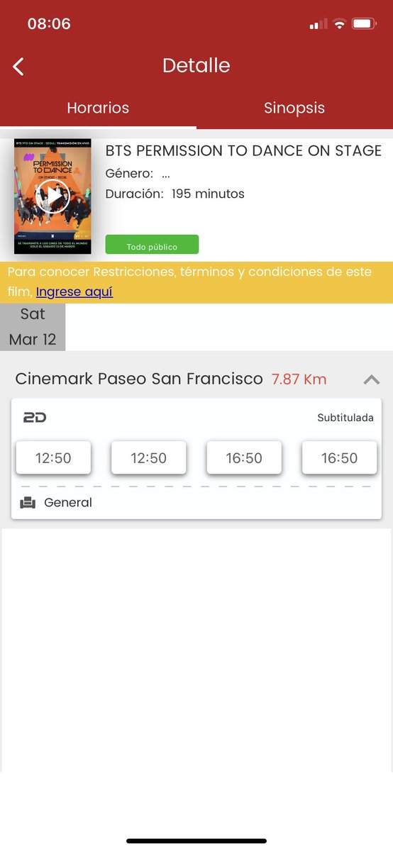 Jezhii's tweet photo. Funciones disponibles son estas #CinemarkEcuador https://t.co/FlogrNlIUP