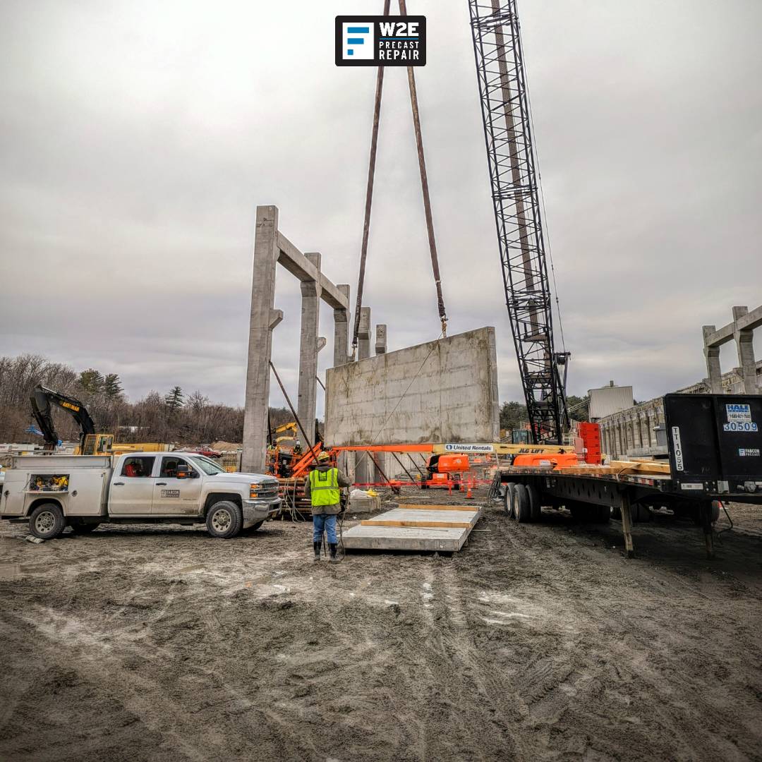FabconW2E's tweet photo. Building tomorrow, first wall panel up!  #precast #prestressed, less mess. Stay tuned for a few million more feet of capacity from Selkirk, NY. #ThinkFabcon https://t.co/YDMZ7vld1t