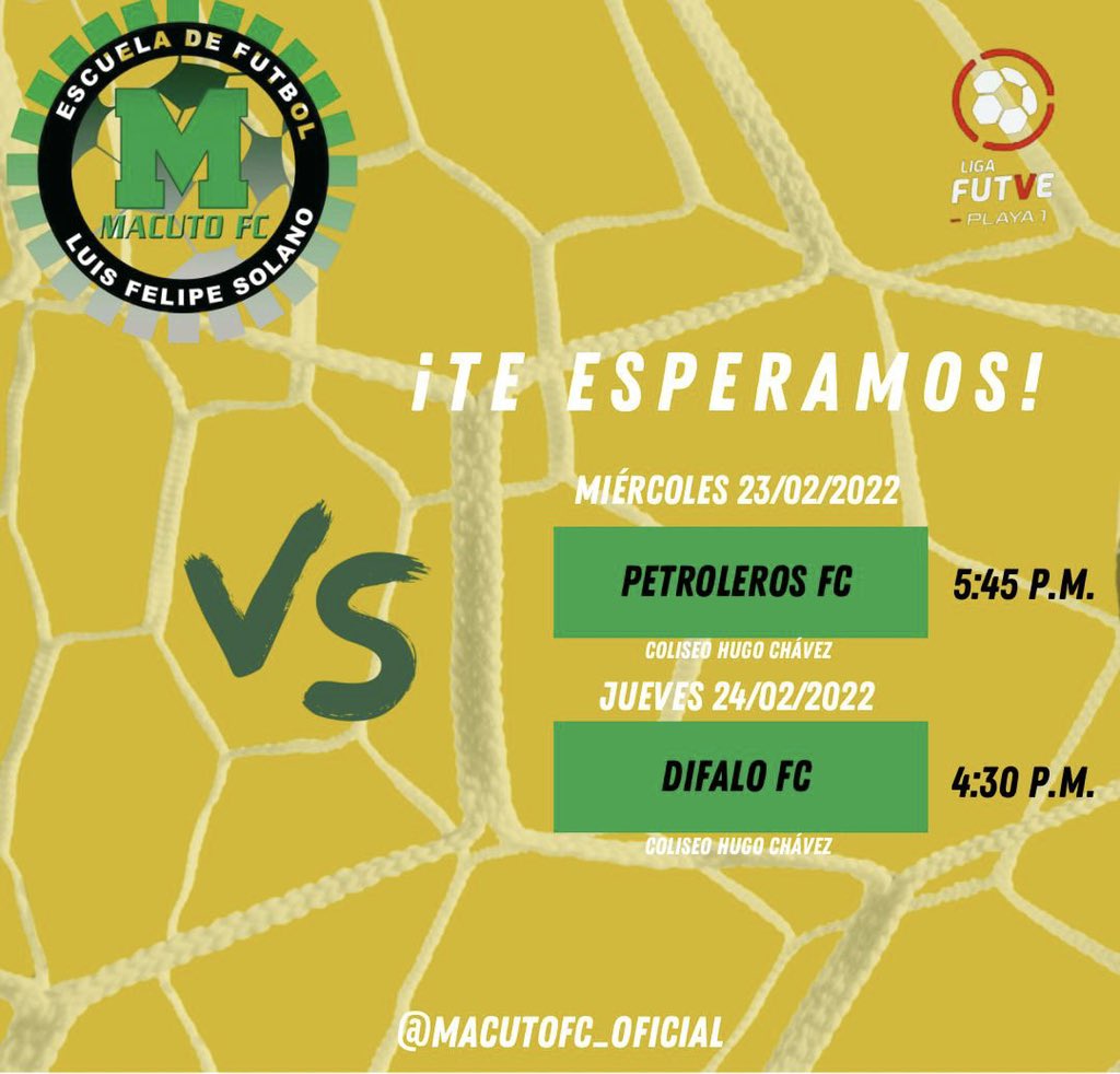 macuto_fc's tweet photo. Jornada de hoy y mañana 🔥🔥🔥
¡Arribaaaaa MacutoFC! https://t.co/SYemPPeaWf