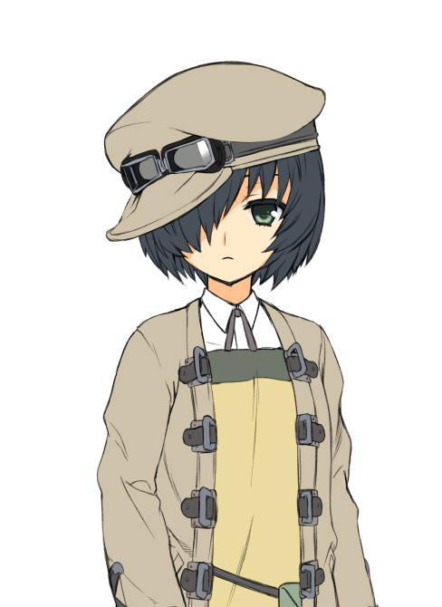 kino (kino no tabi) 1girl solo hat goggles short hair hair over one eye black hair  illustration images