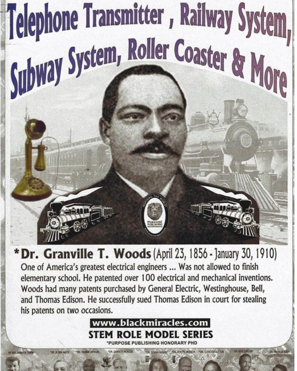FredDouglassNow's tweet photo. This brother held 60 patents. His inventions helped revolutionize the electrical industry. Railway, subway, roller coaster and more. #BlackHistoryMonth #frederickdouglass https://t.co/nNybojuiII https://t.co/DUpMqe2iPL