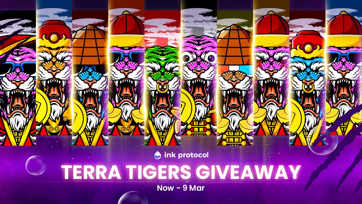 InkProtocol__'s tweet image. 1/ 
🎉 To celebrate and thank #INKers, we’re launching 
🎊Terra Tigers NFT Giveaway🎊 
2,500 NFTs to commemorate the Year of 🐯 Tiger!
 
#LUNAtics participate for a chance to win: gleam.io/drBx1/ink-prot…

🚨 Retweet, tag 3 friends to be eligible🚨
🧵 #SAVETOWIN