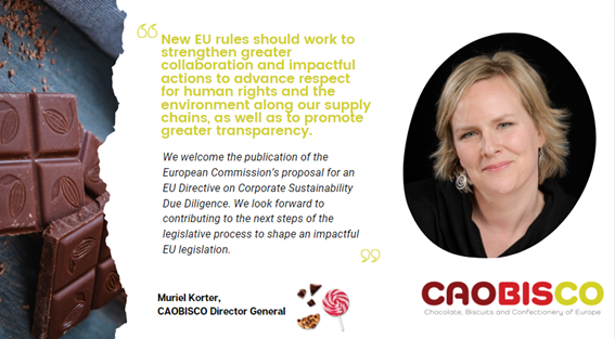 CAOBISCO_EU's tweet image. Today @EU_Justice published its proposal for an #EU Directive on #CorporateSustainability #DueDiligence . 
Our statement is available here: bit.ly/3t2YzVa