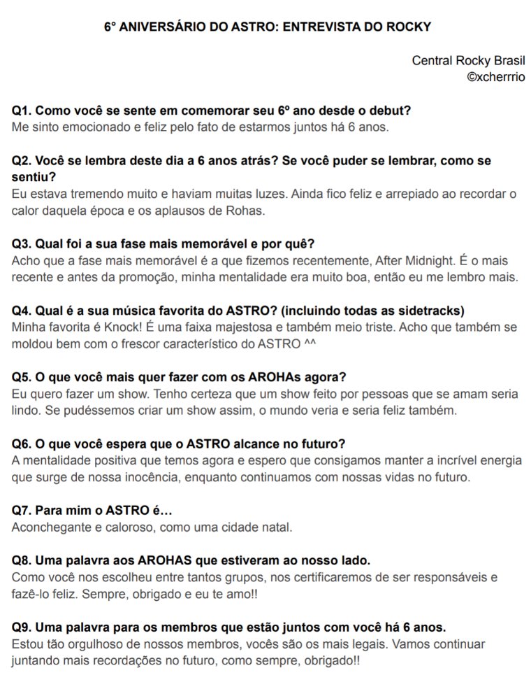 [📝] 23.02.22| Entrevista de Rocky para o 6° aniversário do Astro. 

📎 m.cafe.daum.net/fantagio-boys/…

#아스트로_6주년_여전히_우린함 #ROCKY #라라 #ASTRO #아스트로 <a href="/offclASTRO/">ASTRO 아스트로</a>