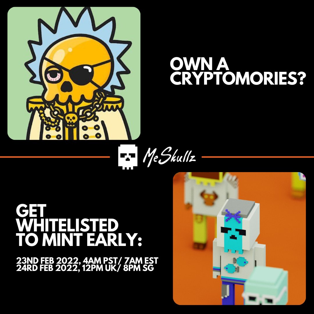 CMeskullz's tweet photo. @AnpanMorie @CryptoMories @NFT_ANDY_ Hey mate, do you know something cool!
@me_skullz is Whitelisting the holders of CryptoMories. Super cool right. You have to check it out at https://t.co/nbZZWuZqiW . https://t.co/RSG61ht6Jg