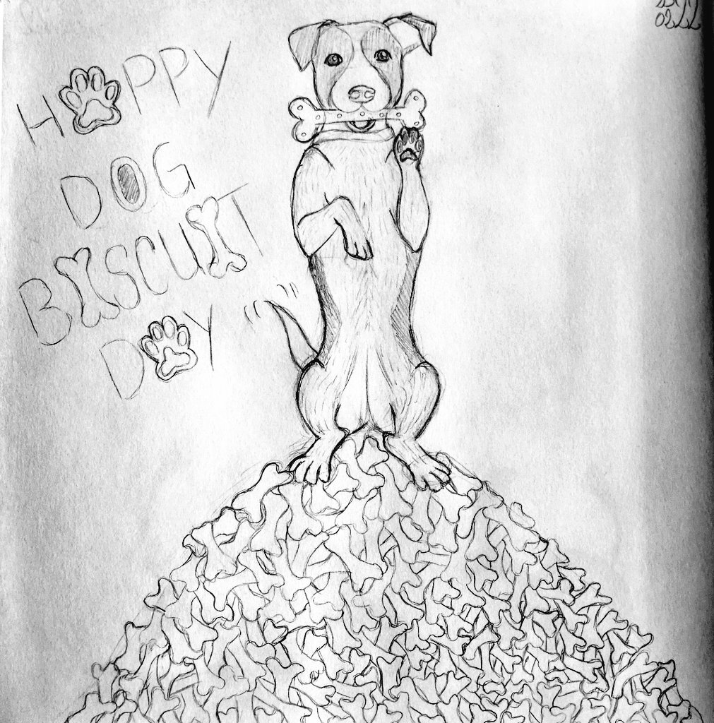inktammy's tweet photo. I really dig the "curious holidays" calendar lately, so today there is another one I had to sketch out. Happy international dog biscuit day you all 🐶🍪
#sketchbook #doodle #Pencildrawing #strangeholidays #dog #ArtistOnTwitter https://t.co/wbc0Ja2qX6