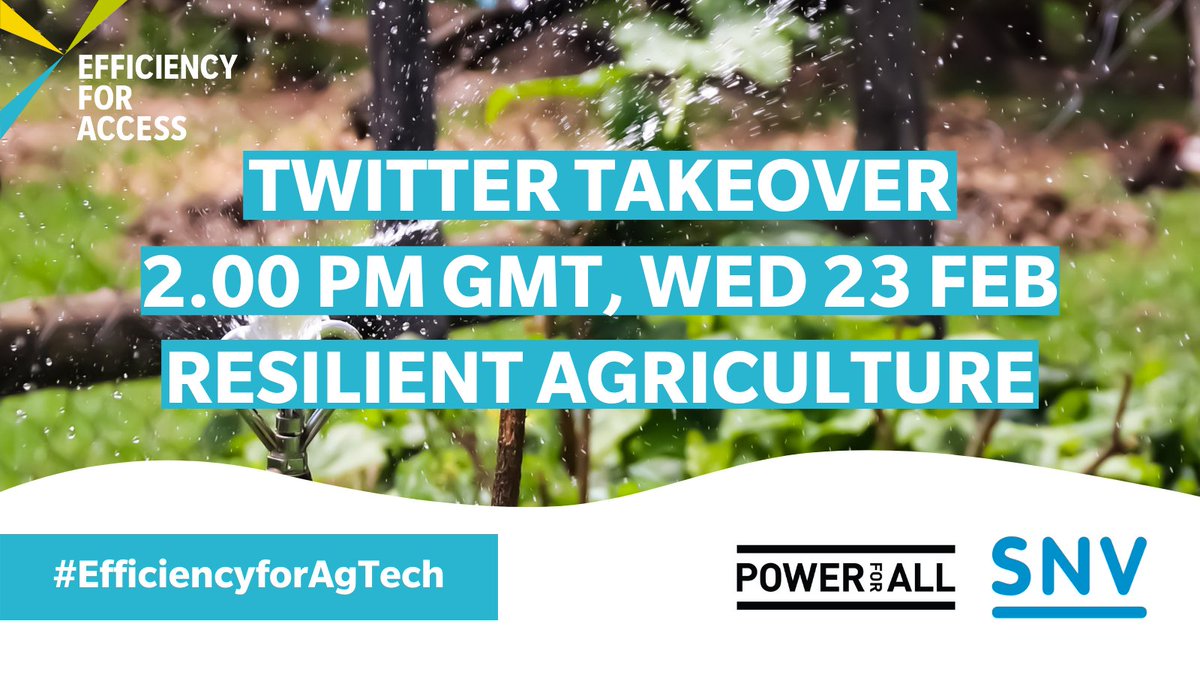 EforA_Coalition's tweet photo. Join us as @Power4All2025 takes over the Efficiency for Access Twitter channel!  

For the next hour, we’ll be discussing all things ‘Resilient Agriculture’    
  
#EfficiencyforAgTech #PoweringAg https://t.co/tMTB5liv2D