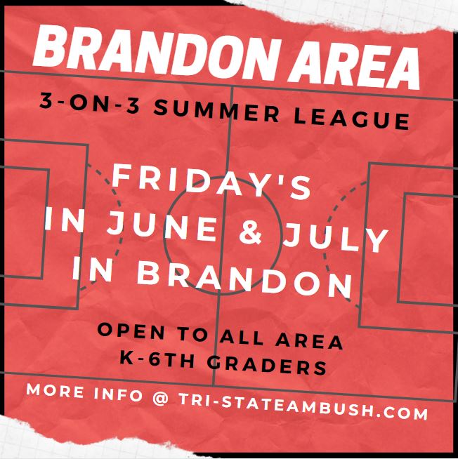 AmbushLLC's tweet photo. Brandon Area 3-on-3 Summer League - Spots are filling up quickly - More info here: https://t.co/gWZUfmxBfJ

 https://t.co/tLu4OTLb4X https://t.co/v0YnOAG3Tz