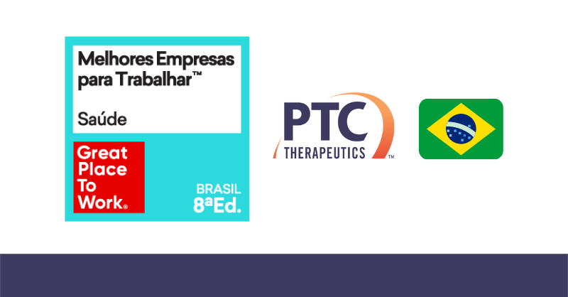 PTCBio's tweet photo. We are thrilled to announce that Great Place to Work has named PTC Therapeutics the #1 pharmaceutical company to work for in Brazil in the Small Companies Category. We are so proud of our #OnePTC Brazilian team! https://t.co/YIVeVCH5aZ