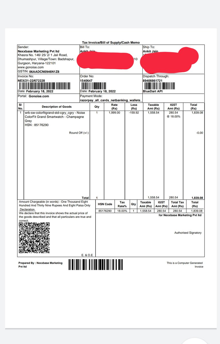 ankvirus's tweet photo. Gonoise denying GST invoice despite of explicitly mentioning GST column to enter GST no.
Happened twice in my case.
Do you really pay taxes GoNoise team???
Senior manager's name is Shahid who said if you enter then only you get a tax invoice with GST no. Now, check my proofs! https://t.co/TyM4RC2I9G