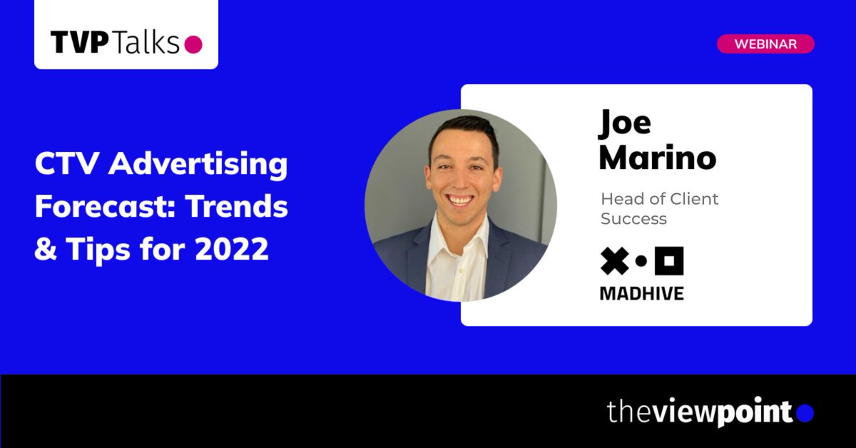 madhivetech's tweet photo. Don't miss our Head of Client Success, Joe Marino, speak today at 12 PM EST at #TVPTalks. He will discuss how to optimize yield and enhance the viewer experience on #CTV. Register here: https://t.co/5sNoartF1e
#webinar #connectedtv #ctvadvertising https://t.co/0IamVl9RYN