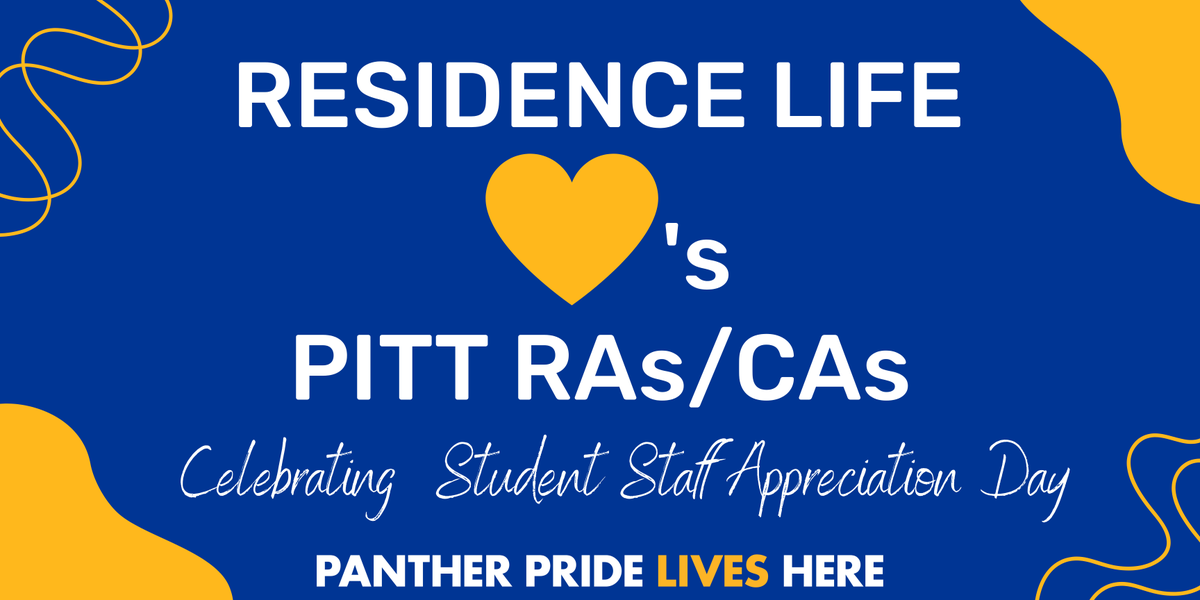 PittResLife's tweet photo. Happy Student Staff Appreciation Day! 🎉 Here at Res Life, we are so grateful and appreciative for the hard work our staff gives in our residential communities. In the comments, show some love to our RAs and CAs! https://t.co/Z1PqPPIZfb