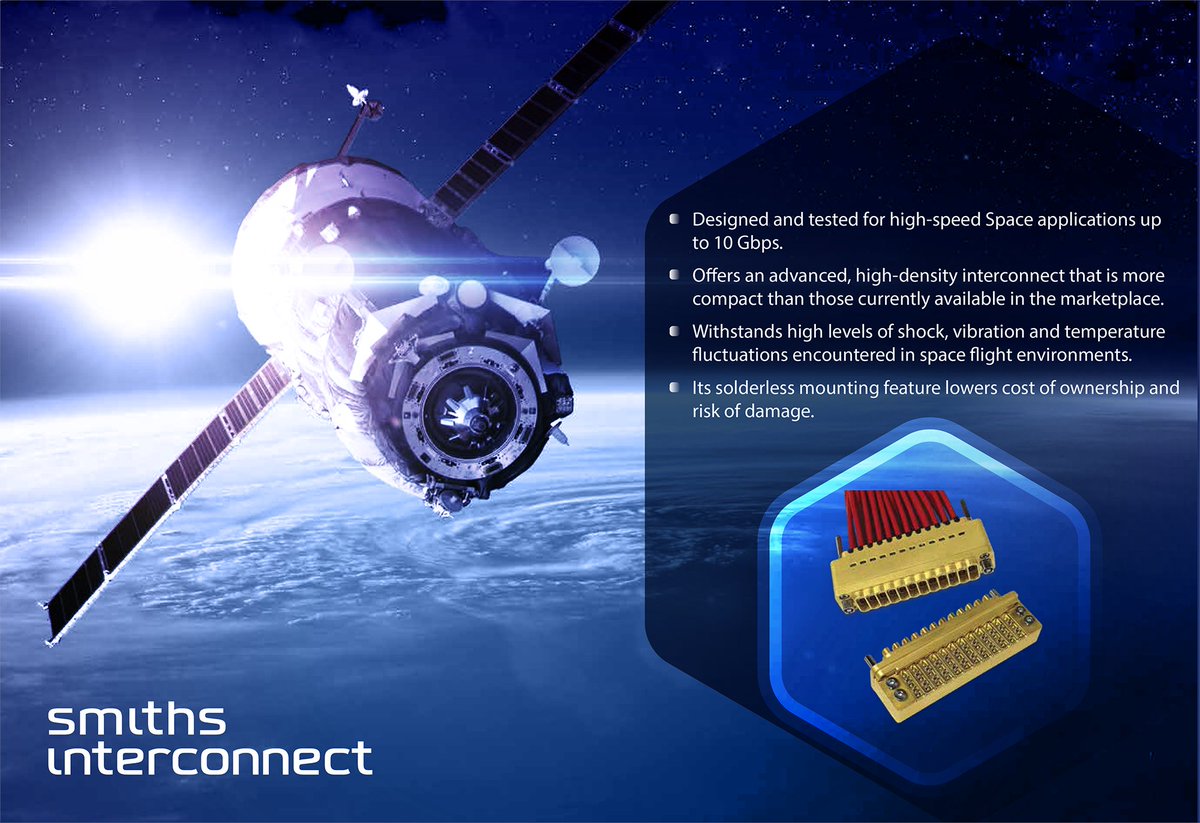 smithsinterconn's tweet photo. Qualified to #spacestandards with heritage in GEO applications, our NXS connector series can withstand data rate application up to 10 Gbps (per channel) requirements, including extreme levels of #vibration, #shock & #climatictesting above 2100 G
Learn more
https://t.co/Ejnhbaj8PS https://t.co/0X3XQOBD62