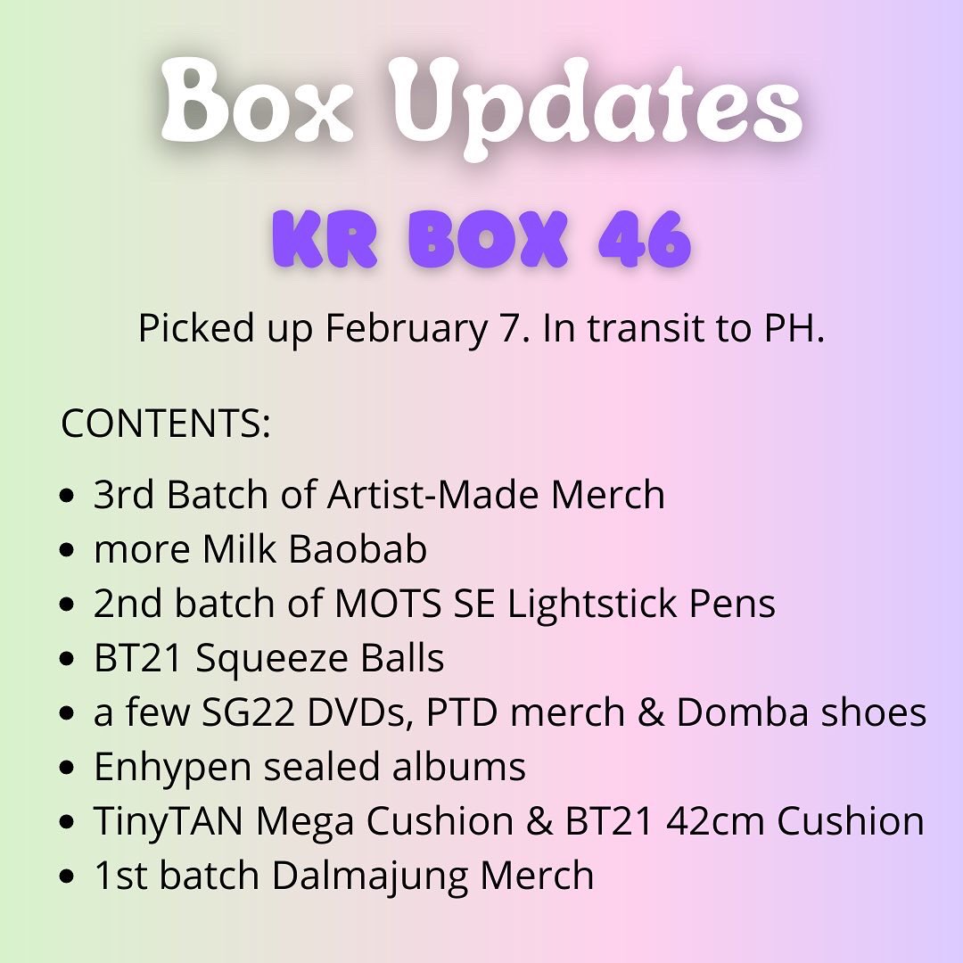 TheAhjummaShop's tweet photo. 📦KR & JP BOX UPDATES📦
Please read everything.
Guidelines are found in the last photo.
#TheAhjummaShop #TASBoxUpdates
#TASUpdates https://t.co/oDjXmvGP6T
