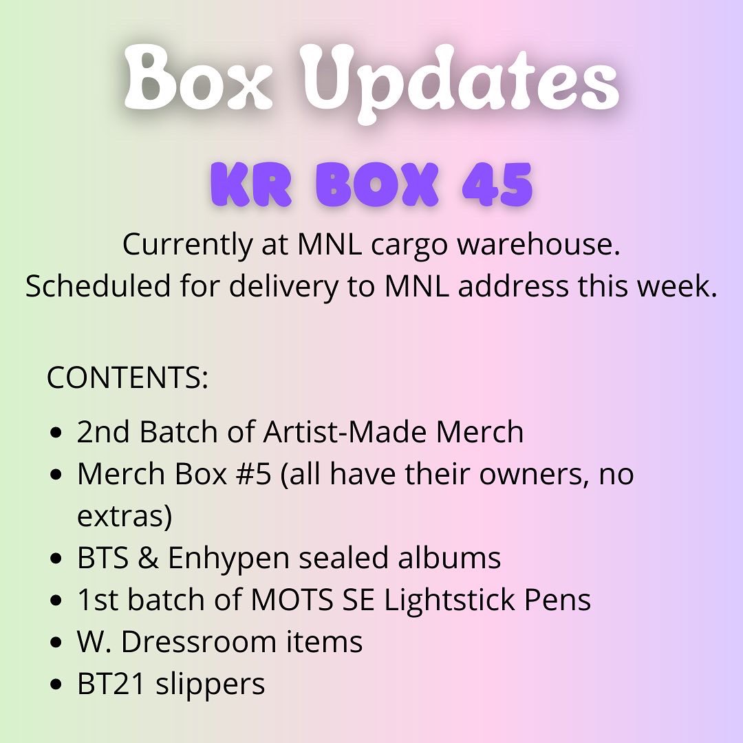 TheAhjummaShop's tweet photo. 📦KR & JP BOX UPDATES📦
Please read everything.
Guidelines are found in the last photo.
#TheAhjummaShop #TASBoxUpdates
#TASUpdates https://t.co/oDjXmvGP6T
