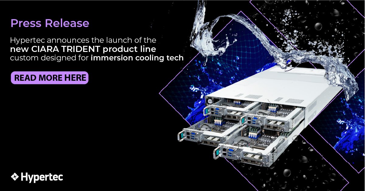 CiaraTech's tweet image. We&apos;re very excited to launch our new CIARA TRIDENT product line. Custom designed for Immersion Cooling technology. 

Read all about it her: hypertec.co/3sbPOZy

#sustainability #innovation  #immersioncooling #productlaunch