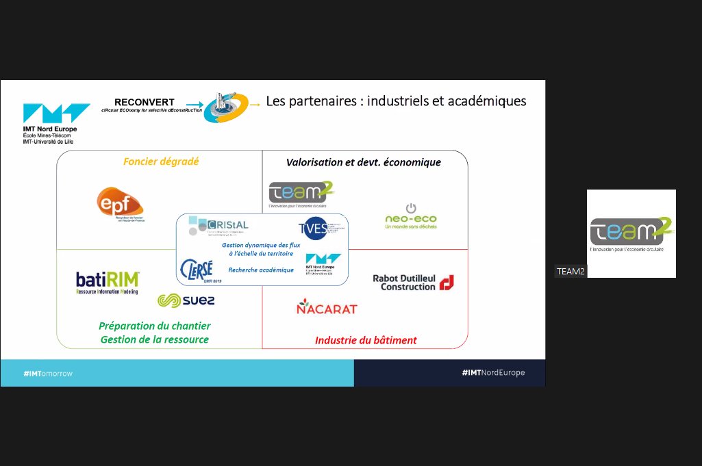IMT_NordEurope's tweet image. 👉Présentation de la Chaire #RECONVERT #IMTNordEurope lors de la conférence @PoleTeam2 dédiée à la gestion des déchets du #BTP sur le territoire de la @MEL_Lille. 🧐