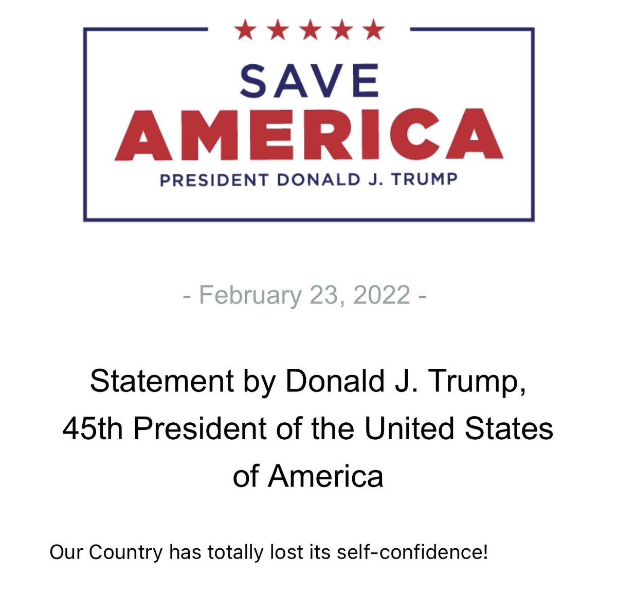 RSBNetwork's tweet photo. Statement by Donald J. Trump, 45th President of the United States of America https://t.co/d4uwOjoNEB