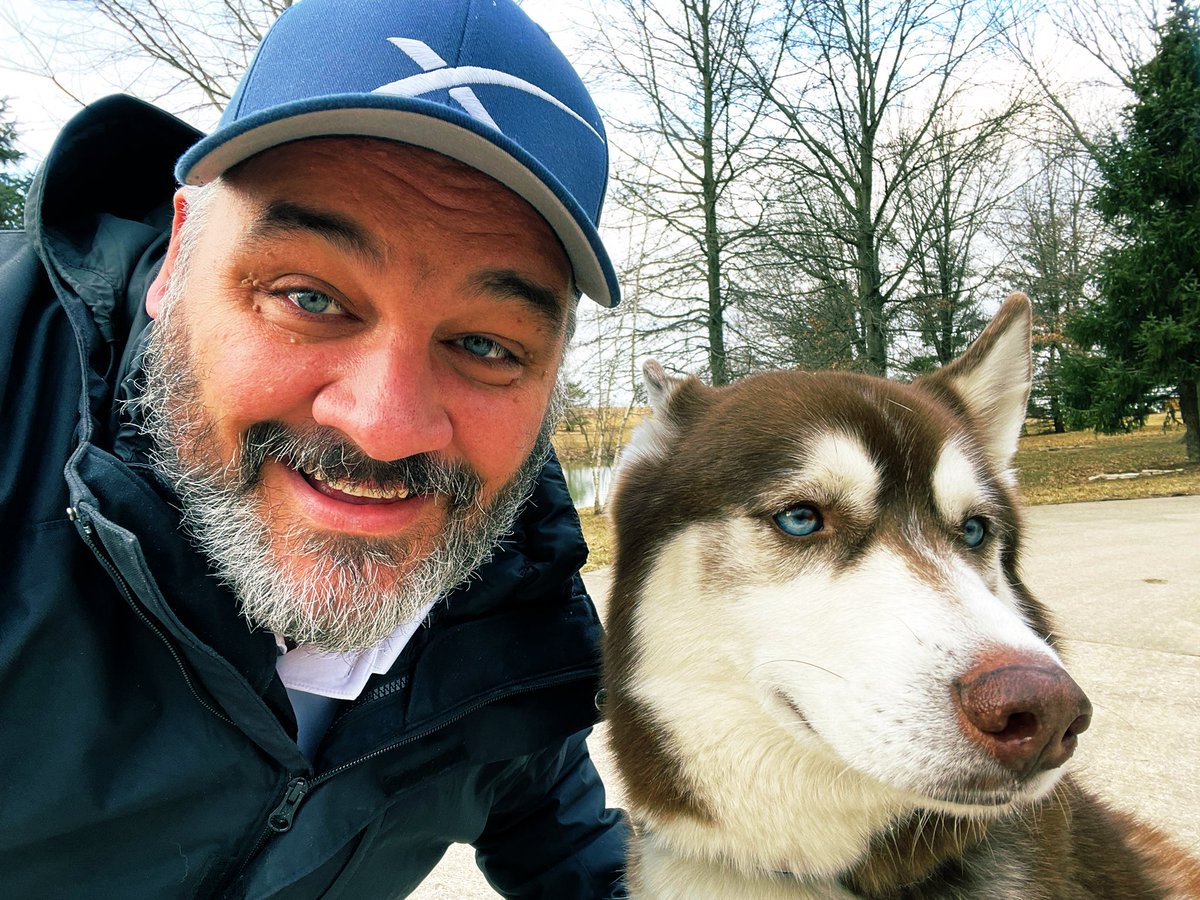 GM CT fam! Morning walk with Dakota, our abandoned husky we found roaming along a nearby hwy. We still haven’t found the owners after several weeks of looking using social media apps, pet finder tools and calling local vets and FB neighborhood groups. So, he remains in our care.