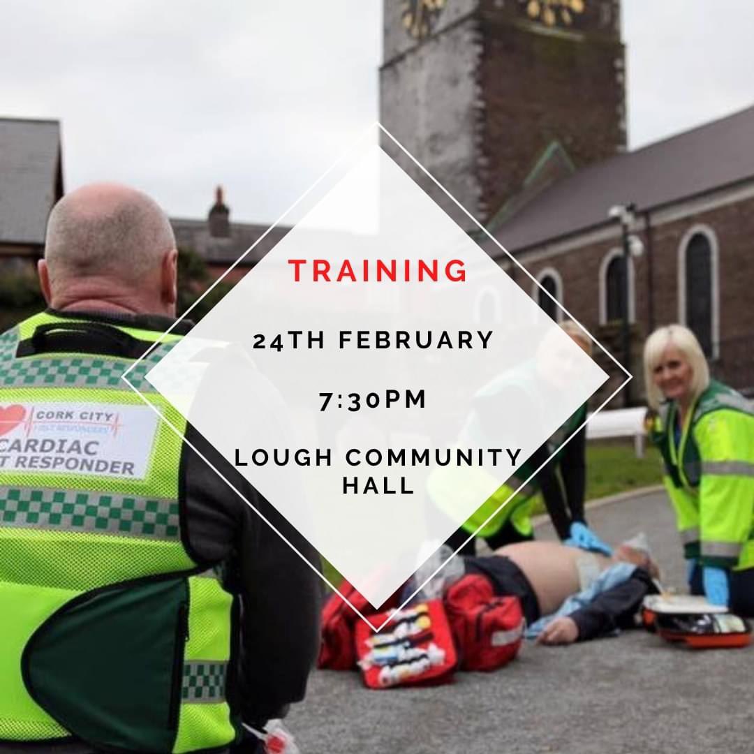 Our next training will be taking place tomorrow evening 24th February at 7:30pm in the Lough Community Centre.

New members welcome.