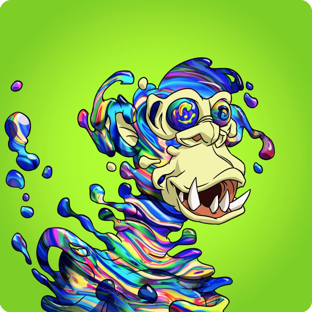 DiottiLoris's tweet photo. What a reveal yesterday night! 
Take a look at this DMT Ape, super cool. 
My favourite of them all is the one with the yellow chemical suit tho.
Which one is your favorite?
#BAYC #MAYC #NFTs https://t.co/kmuKeZyD9s