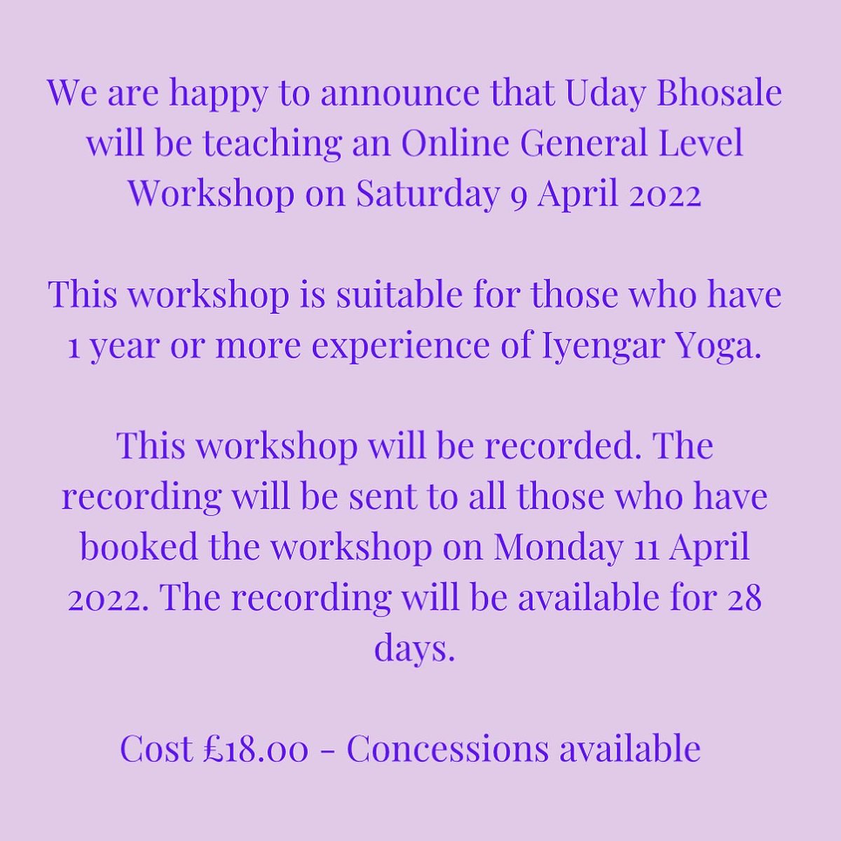 Yoga_Sheffield's tweet photo. Join us for our online workshop with Uday 💜 

Head over to the link below to book your place on this fantastic workshop 🌸

https://t.co/B039e0yFgK

@udaybhosale 

#yogalife #Sheffield #sheffieldissuper #yoga https://t.co/XNJXnliJv9