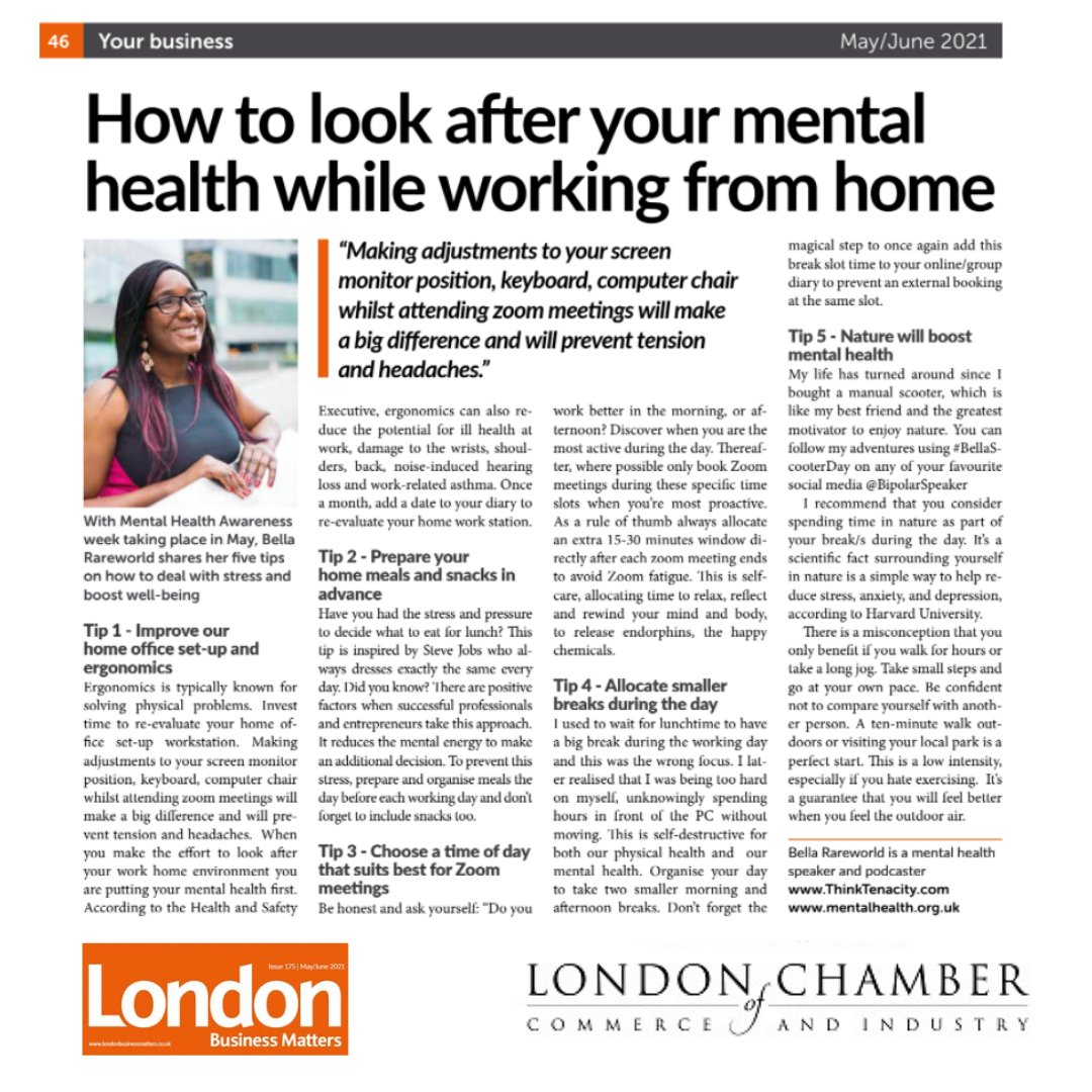 BipolarSpeaker's tweet photo. 'm still 100% working from home? Are you??
#tips ⤵️ READ FULL ⤵️ https://t.co/kW5dI2Eg8B……

Remember your  💛 Your Mental Health Comes First! 
#ThinkTenacityPodcast

#zoomcodess 
#bipolarclub 
#BlackHistoryMonth 
#mentalillness #BlackMentalHealth https://t.co/VkavJVSy4g