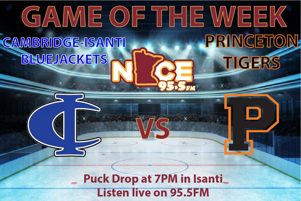 Qmediasports's tweet photo. Tune in tonight for the KBEK Game of the Week!
Section 5A Hockey Quarterfinal!

Cambridge-Isanti vs Princeton 7PM
Listen on 95.5FM
Streaming audio only at https://t.co/YM9hNhYAy1

@CIHS_Activities 
@C_IBoysHockey 
@PrincetonBH https://t.co/SyYN782kGX