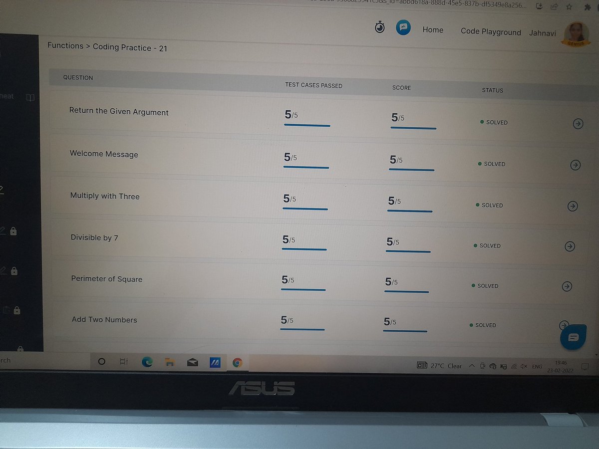 MashettyJahnavi's tweet photo. #TIL completed functions > arguments
#1hourofcode challenge #day3.
Thanks to @girishakash13 sir
, @sashankreddy07 sir and @rahulattuluri sir 
#ccbp #NxtWave https://t.co/VkZmIarYxH