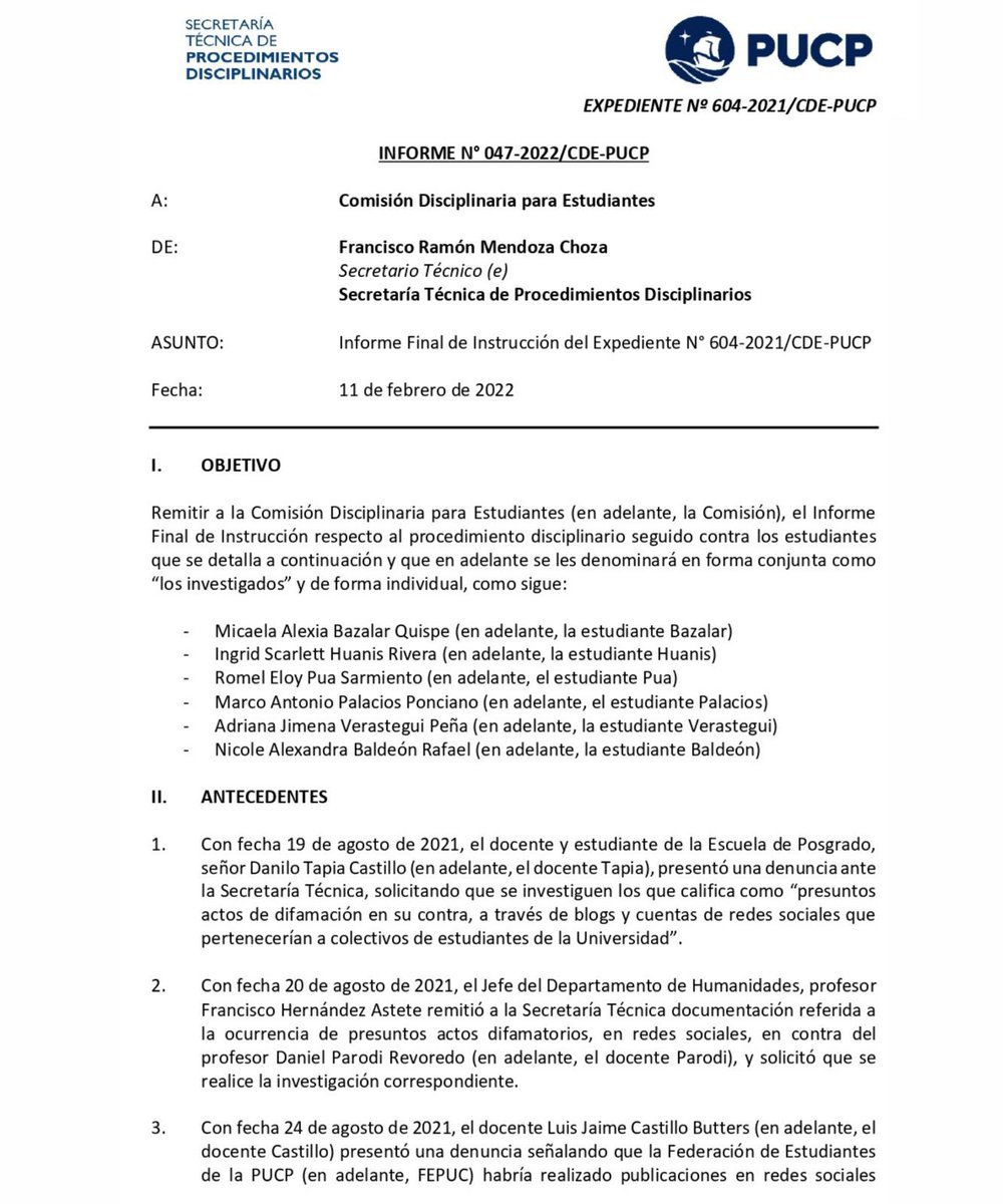saesletras's tweet photo. #ALERTA #DENUNCIAMEPUCP
🚨🚨🚨🚨
#DIFUSIÓN || LA @PUCP QUIERE DEJAR SIN ESTUDIAR A REPRESENTANTES ESTUDIANTILES POR UN CICLO POR PROTESTAR CONTRA LA CONTRATACIÓN DE DOCENTES AGRESORES Y LA VIOLENCIA DE GÉNERO  #PUCPdeAgresores

Documento completo: https://t.co/ZjNIAJsaK5

(1/10) https://t.co/46Yc9GBAQz