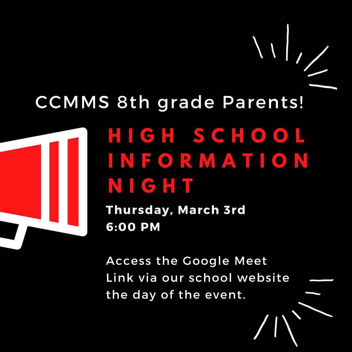 CCMMS 8th grade parents, save the date! <a href="/CCMMSRedwolves/">Centennial Campus Center for Innovation Magnet MS</a> @mikalahelliott #OurDen