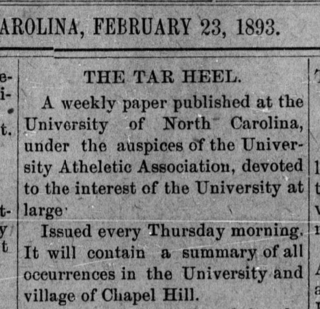 uncarchives's tweet photo. Happy Anniversary to @dailytarheel, first published on this day in 1893! Older issues of the paper from 1893-2008 are available online via @ncdhc: https://t.co/k63GDCMzwJ https://t.co/YuCkzRLHBY