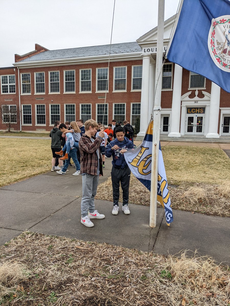 Congratulations to our State Champion wrestlers, Luke Roberts, Bryson Rios and Girls' State Champion wrestler Grace Roberts! The team was excited to share their flag raising moment with them!