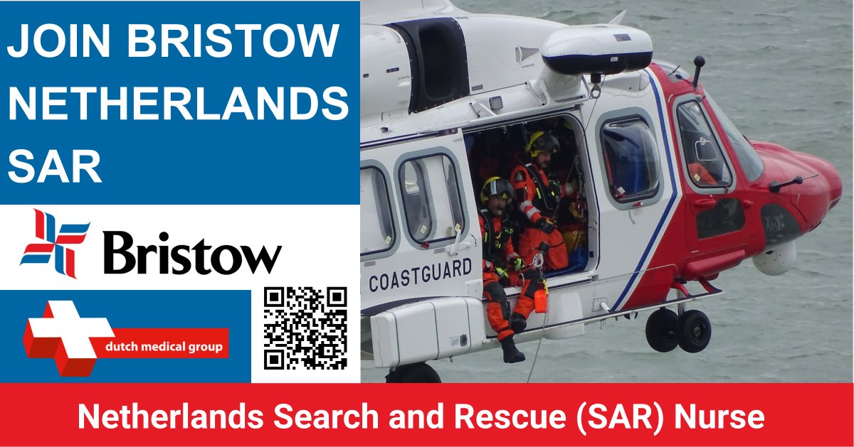 bristowgroup's tweet photo. Are you a Netherlands registered Ambulance nurse and looking for an adventure in a job, then apply now for our Search and Rescue (SAR) Nurse positions. More at: https://t.co/Mwb8Rb4mhR.
#vacature #ambulanceverpleegkundige #ambulance #SAR #Kustwacht #ambulancezorg #NLSAR https://t.co/XoGb9XG4yp
