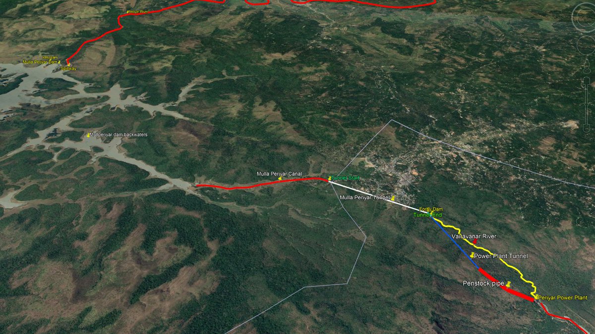 TNGeography's tweet photo. #Mullaperiyar dam contribute 17-22TMC water into Vaigai, that is ~50% of the river surface water. Through tunnel, Mullaperiyar water is diverted to Vairavanar, a tributary of Suruliyar. Mulla periyar contribute >70% surface water to Vaigai river from its origin to #Madurai 2/2 https://t.co/n1m5isfOEP