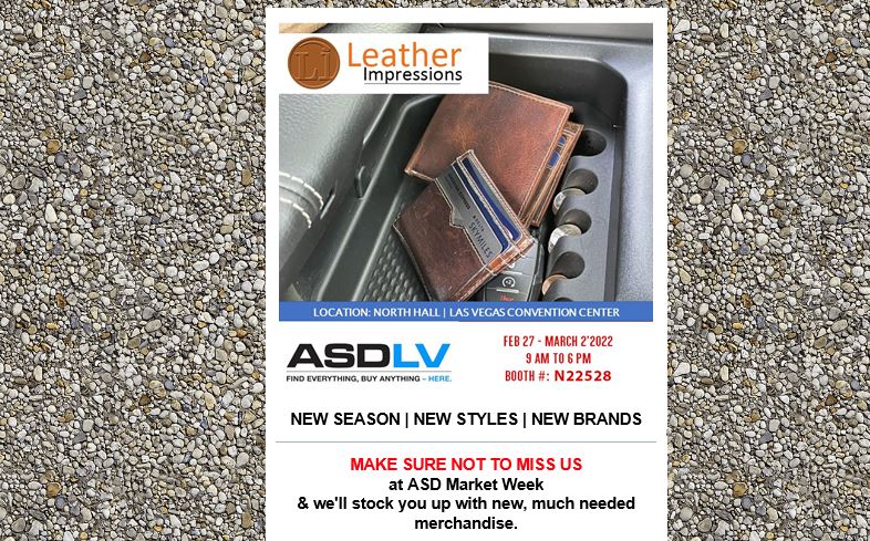 Leather_Impress's tweet photo. Will you be at #ASDLV ? Find us at Booth # N22528 in the North Hall Las Vegas Convention Center! https://t.co/mgfRHKMKG0