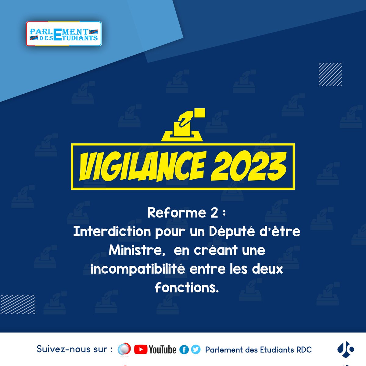 PECRDC's tweet photo. Créer l'incompatibilité entre la fonction de député et celle de Ministre.  

Reformons .
Vigilance 2023 

@AssembleeN_RDC @Icone_Carbone @cenirdc @JeanClaudekat2 @EllyKayembe @BenBryant_M @Fabbesana01 @leParrainRDC @central_sage @NoelKTshiani @MariusMihigo @andrekakubu1 https://t.co/Sa5OBNYftJ