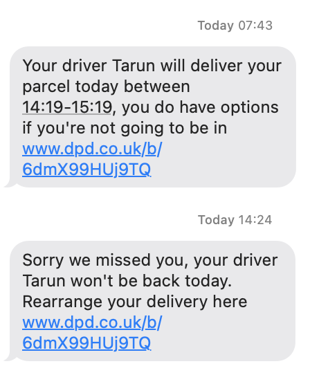 PeteBrook's tweet photo. @DPDgroup_news @JamesTurner37 Is Tarun the name you give a driver when there's no driver to do the job that day? https://t.co/tOCqMAA4vu