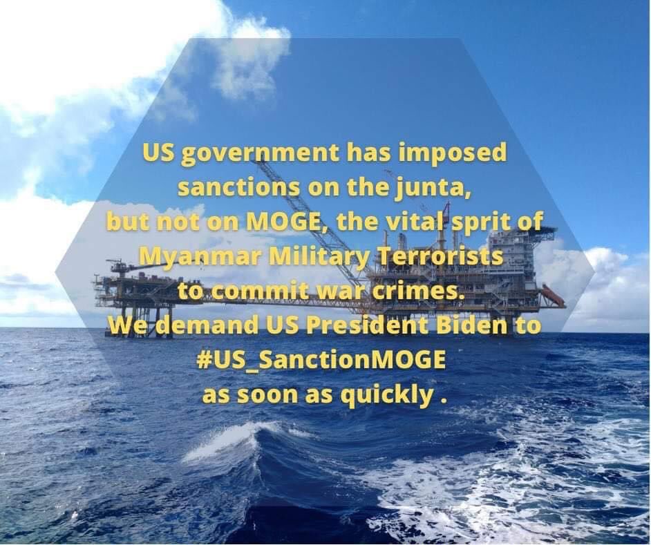 The Gas Revenues are fueling Junta's Crimes Against Humanity!ll Myanmar Military Atrocities are funded by the Gas Revenues.US ,UK and Australia must Sanction the Bloody Gas Revenues right now!