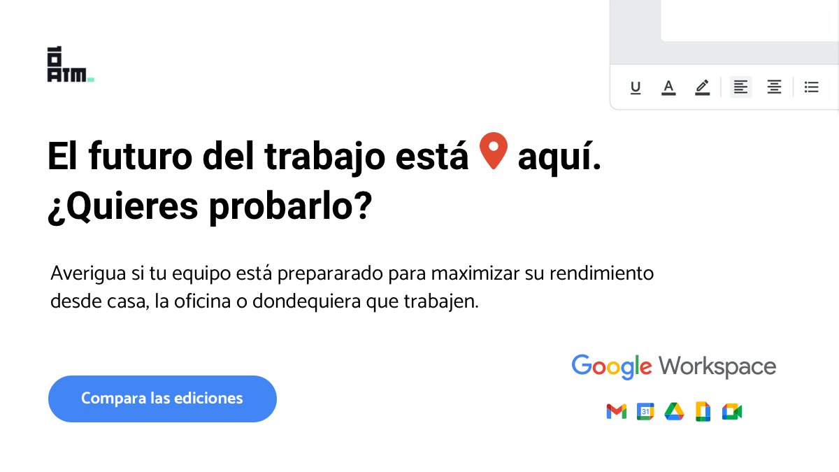 G Suite ahora es Google Workspace.
¿Estás pensando en cambiarte a una nueva edición de <a href="/GoogleWorkspace/">Google Workspace</a>? ¡Podemos ayudarte a elegir la mejor opción para tu negocio!  Echa un vistazo a nuestra comparación de ediciones: 10atm.com/servicios/goog…
#gsuite #business  #googleworkspace