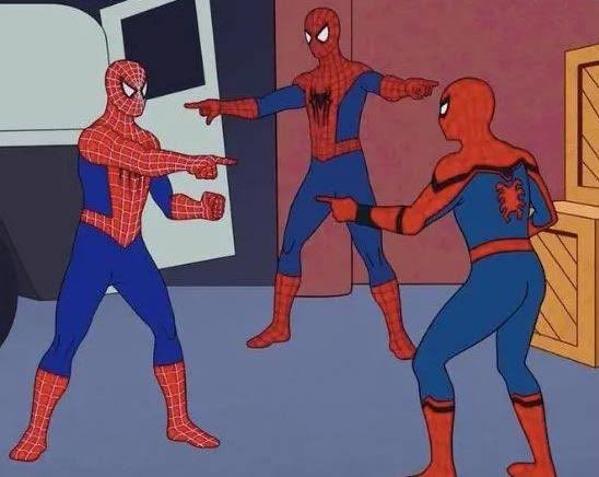 ¡LO HICIERON! #TomHolland #TobeyMaguire y #AndrewGarfield han recreado el emblemático meme de Spiderman en una nueva imagen promocional 😍🕸🕷